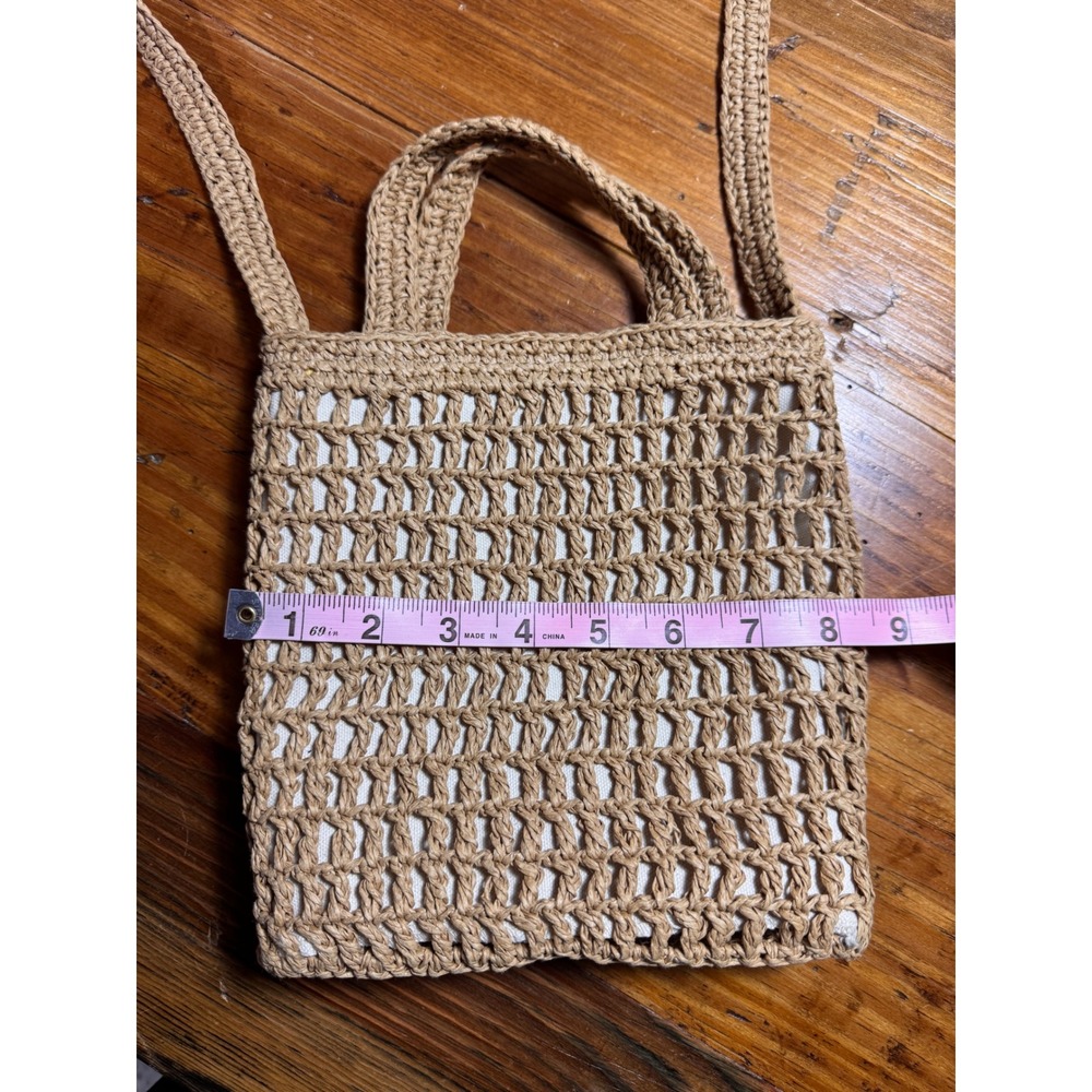 Madewell Small Transport Crossbody Straw Edition Crochet Tan Canvas Lined bag - Picture 10 of 12